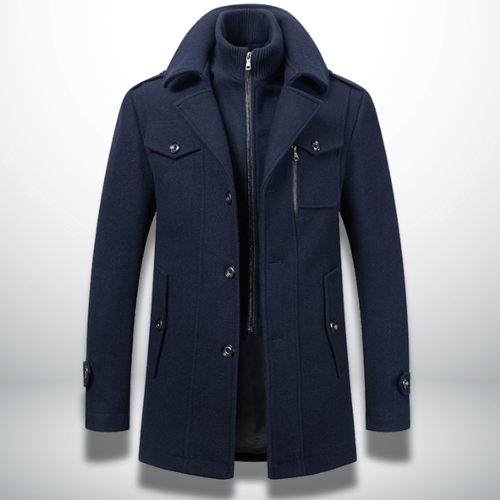 Men’s Double-Layer Collar Coat – Tailored Winter Overcoat
