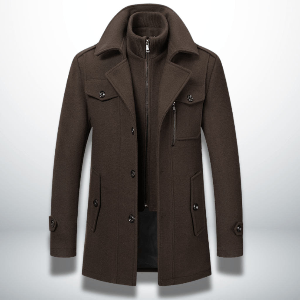 Men’s Double-Layer Collar Coat – Tailored Winter Overcoat