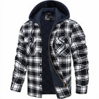 Men’s Classic Plaid Hooded Jacket – Warm Casual Outerwear for Fall & Winter