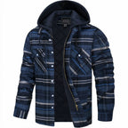 Men’s Classic Plaid Hooded Jacket – Warm Casual Outerwear for Fall & Winter
