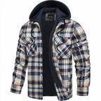 Men’s Classic Plaid Hooded Jacket – Warm Casual Outerwear for Fall & Winter