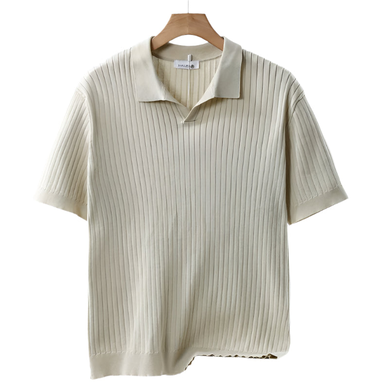 Men's Knit Polo Shirt with Classic Collar – Cotton Blend