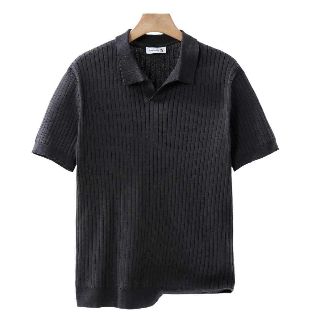 Men's Knit Polo Shirt with Classic Collar – Cotton Blend