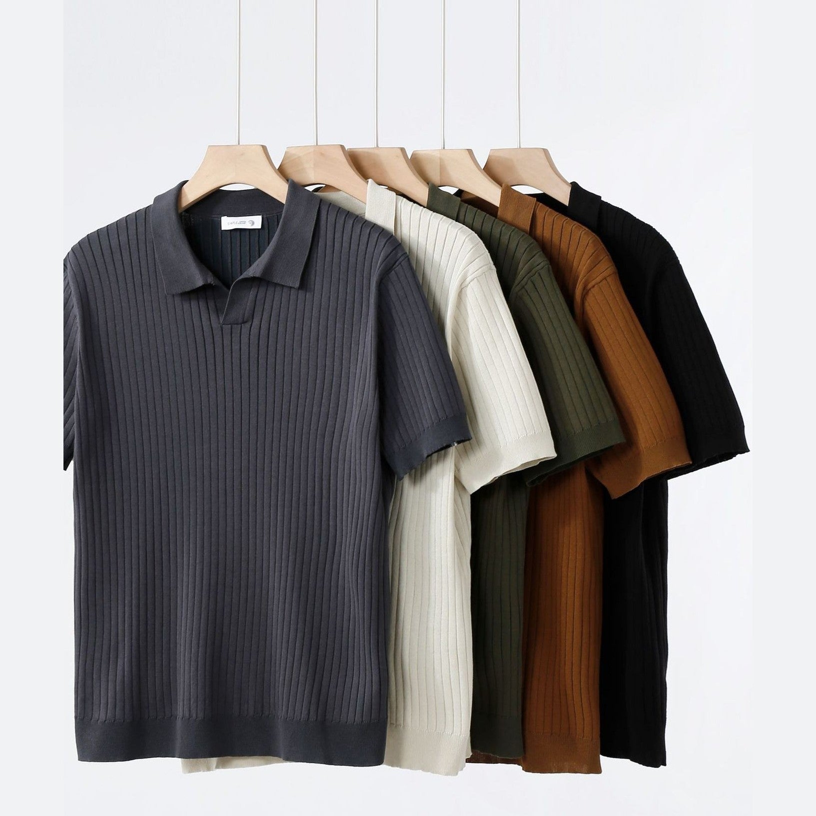 Men's Knit Polo Shirt with Classic Collar – Cotton Blend