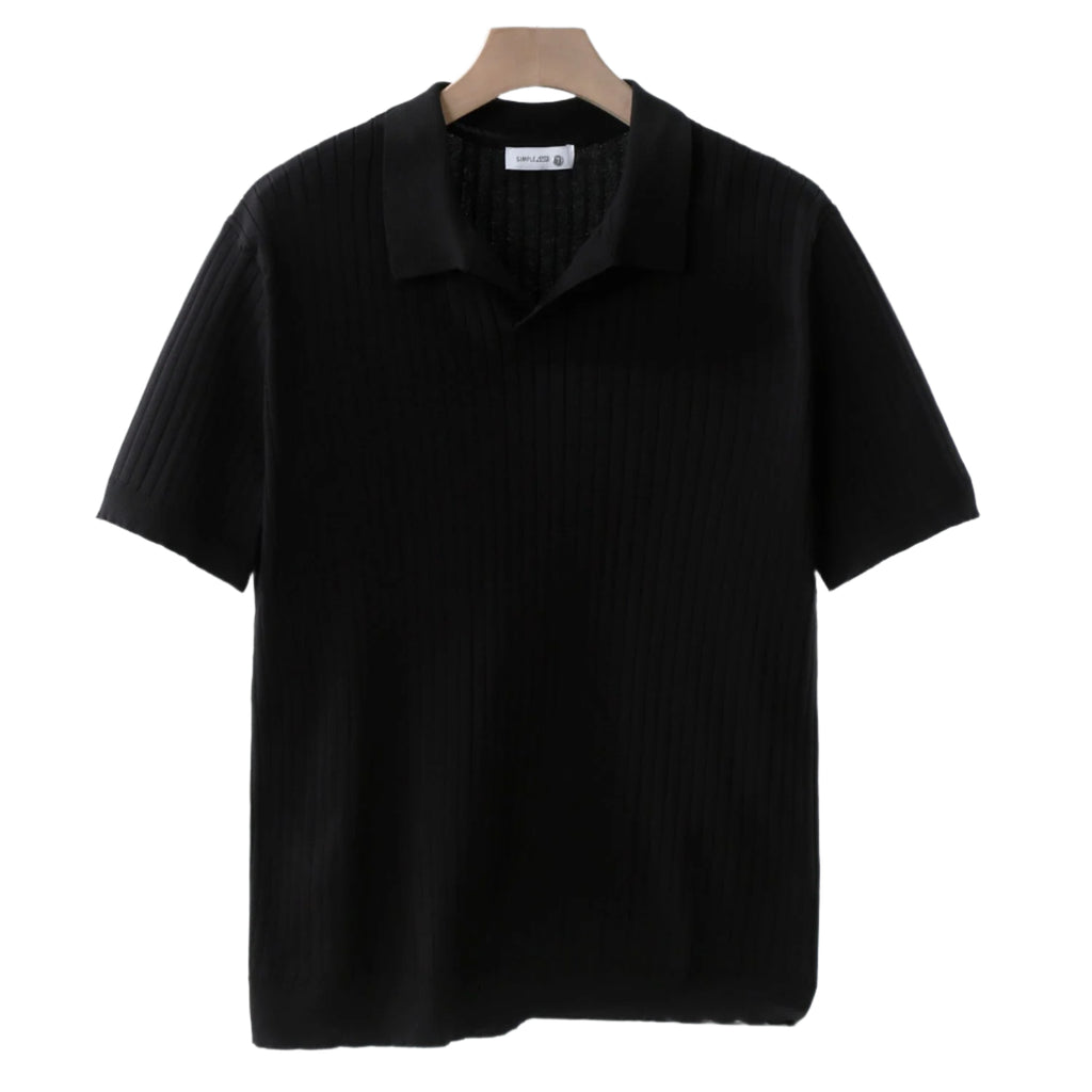Men's Knit Polo Shirt with Classic Collar – Cotton Blend